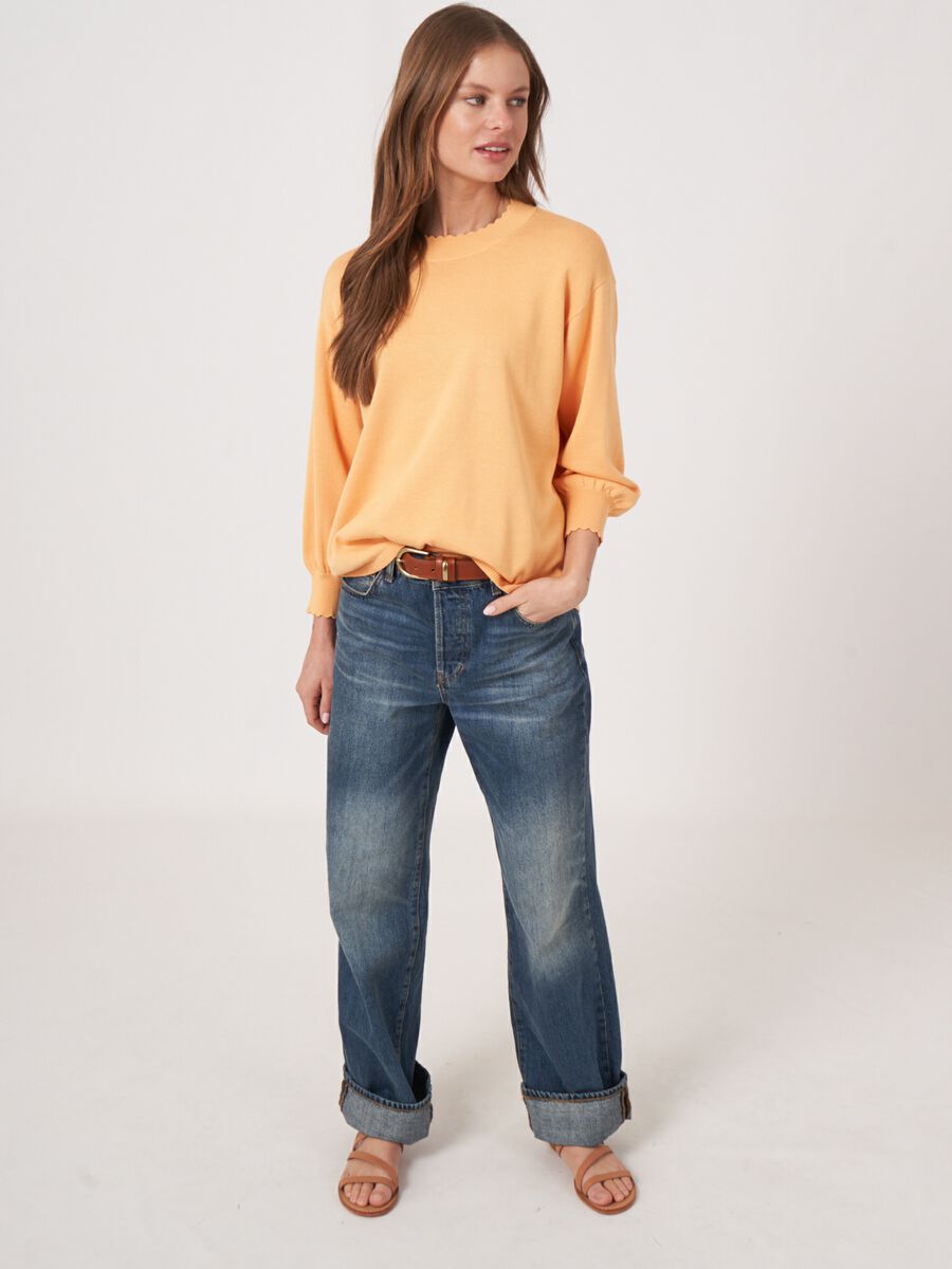 Pull en coton mélangé avec ourlet festonné image number 4