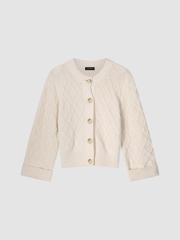 Cardigan torsadé en pur coton avec manches larges image number 0