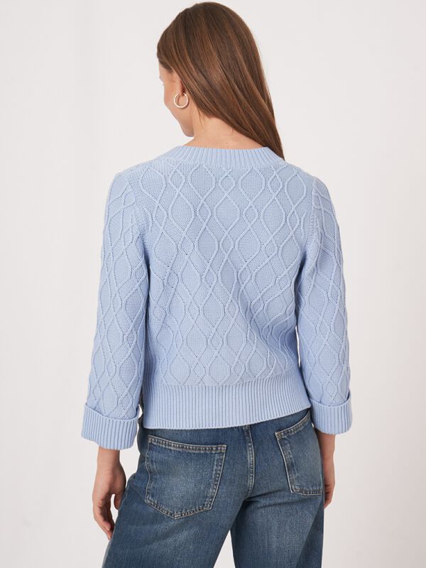 Cardigan torsadé en pur coton avec manches larges image number 1