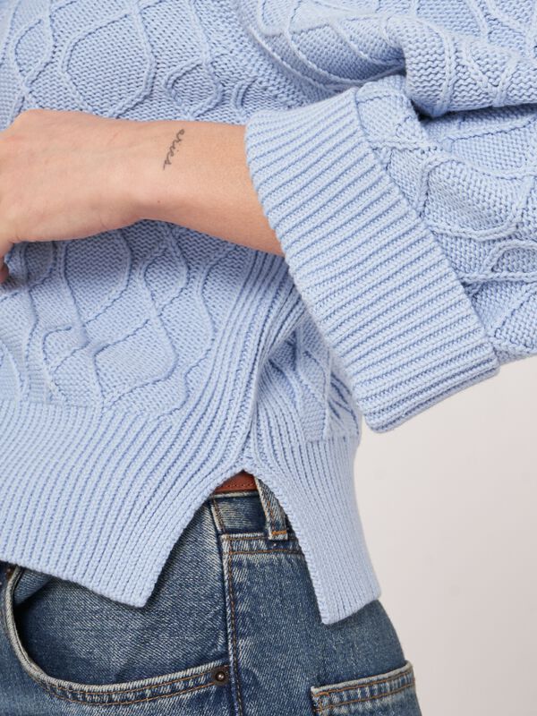 Cardigan torsadé en pur coton avec manches larges image number 2