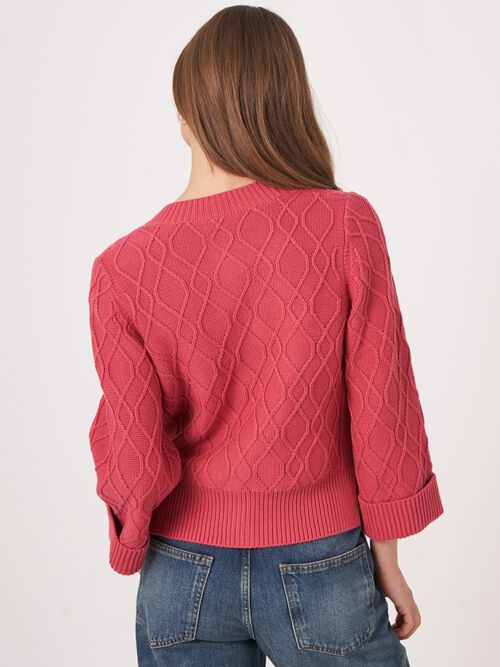 Cardigan torsadé en pur coton avec manches larges