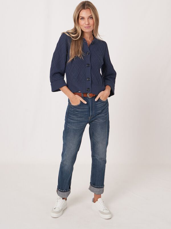 Cardigan torsadé en pur coton avec manches larges image number 4