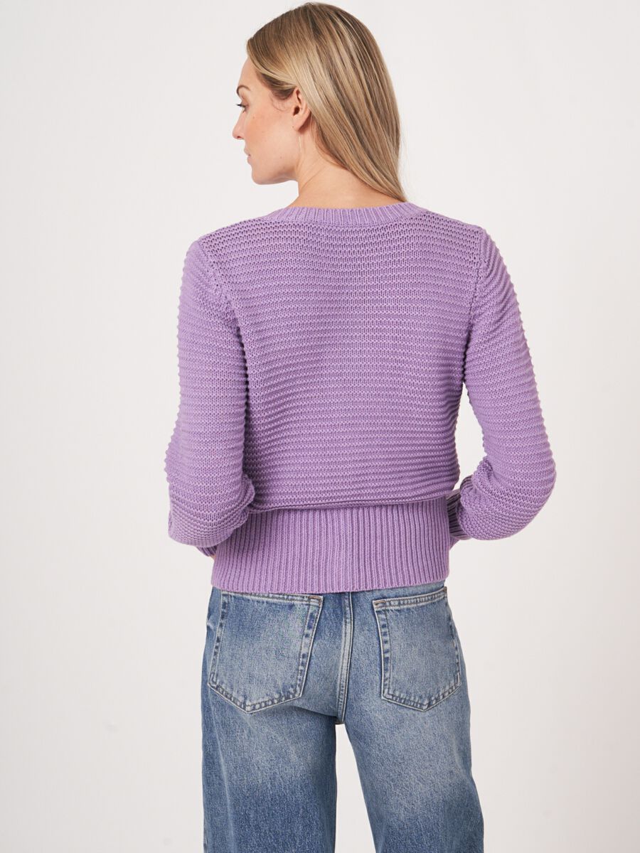 Cardigan en tricot de coton à encolure à nouér image number 1