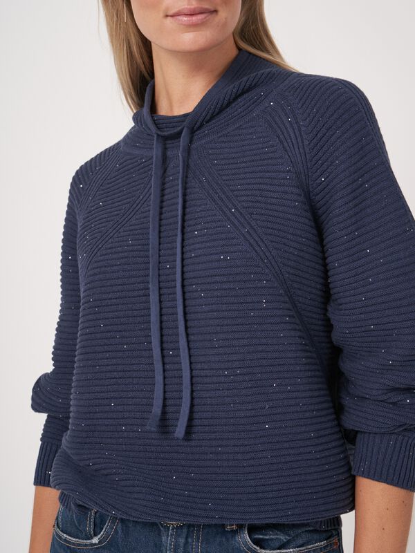 Katoenen ribtrui met tunnelkoord image number 4