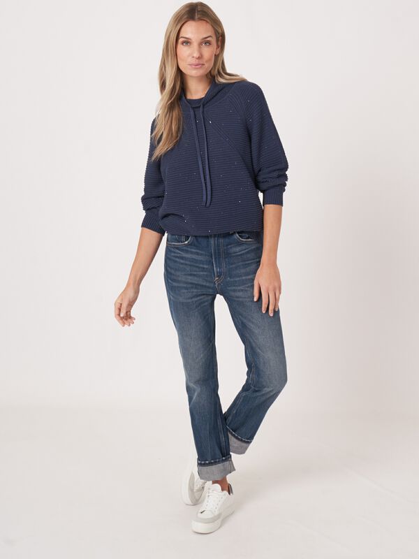 Katoenen ribtrui met tunnelkoord image number 5