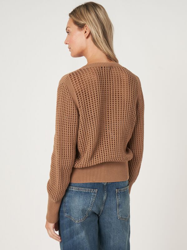 Ajour trui van zuiver katoen met strikkoord image number 2