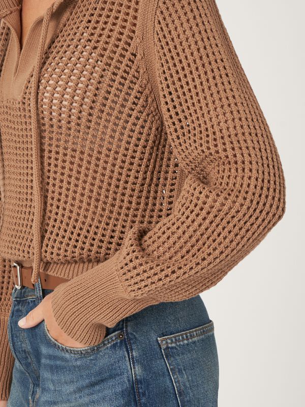 Ajour trui van zuiver katoen met strikkoord image number 3