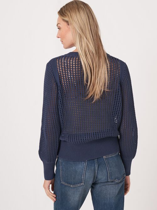 Ajour trui van zuiver katoen met strikkoord