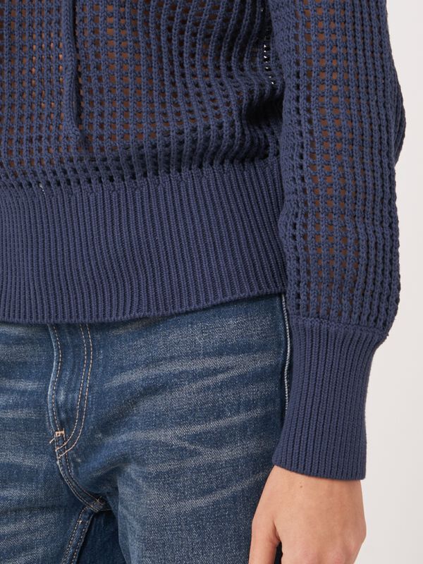 Ajour trui van zuiver katoen met strikkoord image number 2