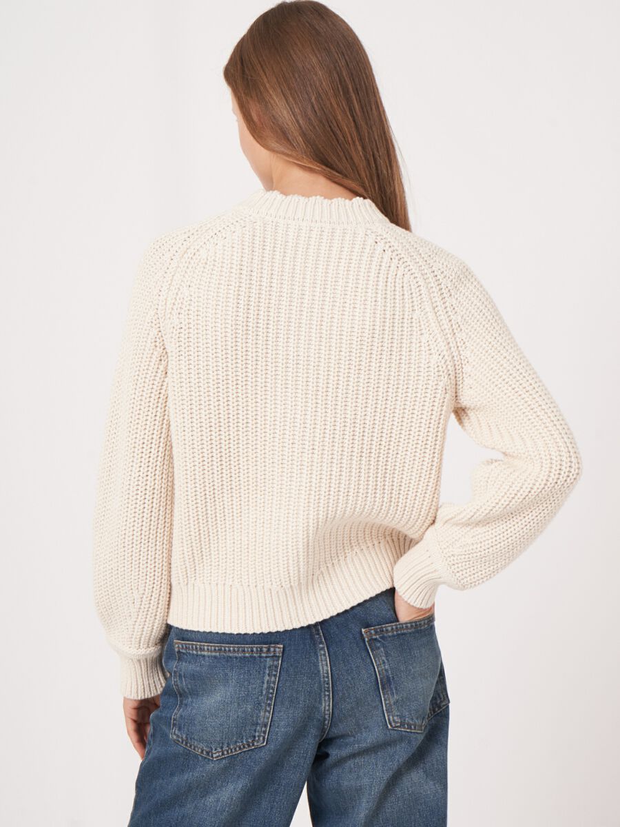 Chunky cotton rib knit cardigan with pockets image number 2