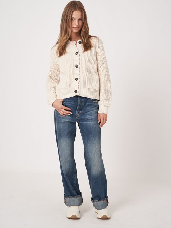 Grof gebreid ribvest met zakken image number 5