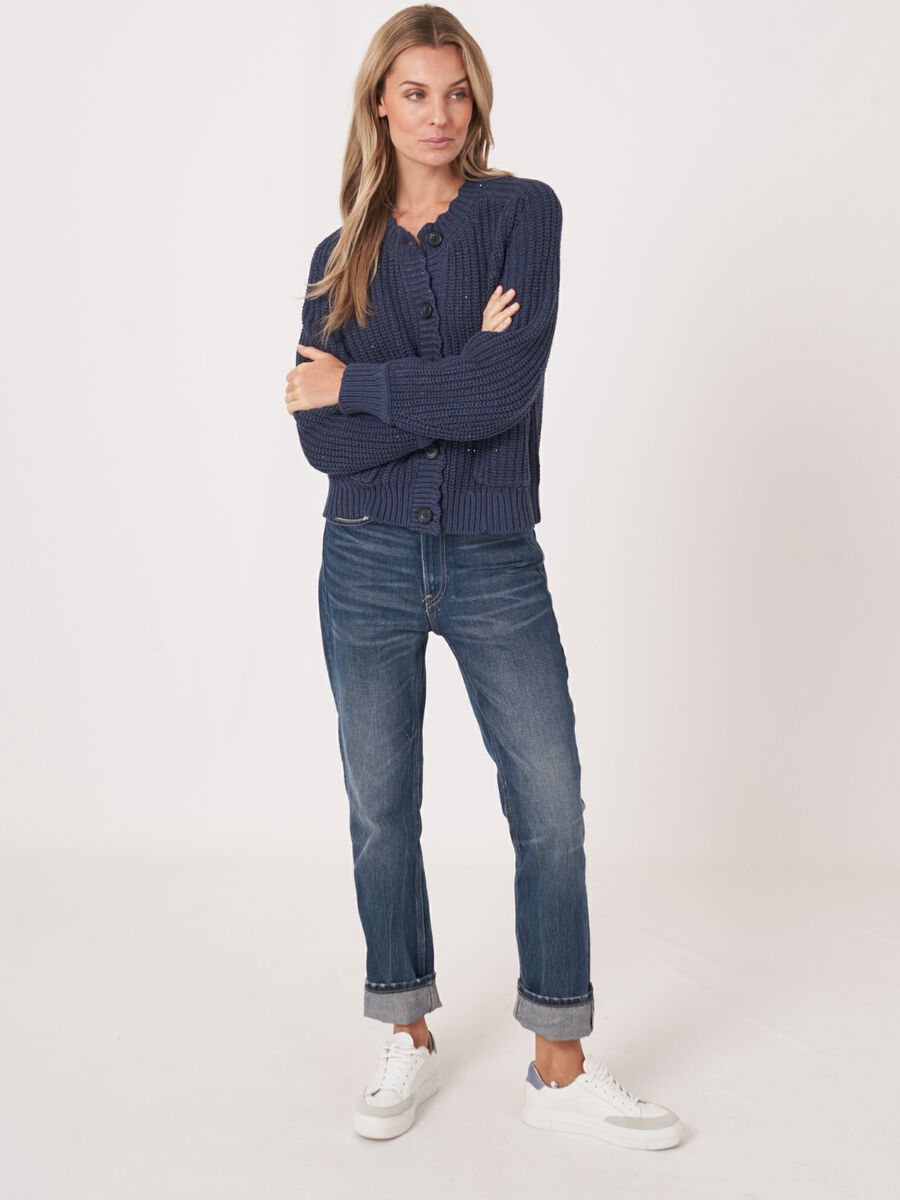 Grof gebreid ribvest met zakken image number 4