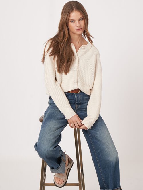 Gebreid vest van zuiver katoen met fonkelende mini-pailletten