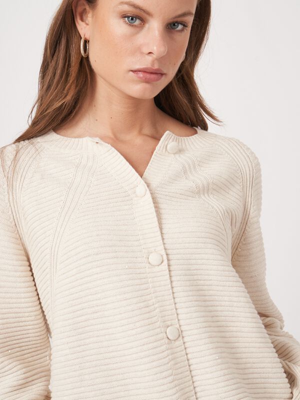 Pure cotton knit cardigan with sparkling mini sequins image number 2