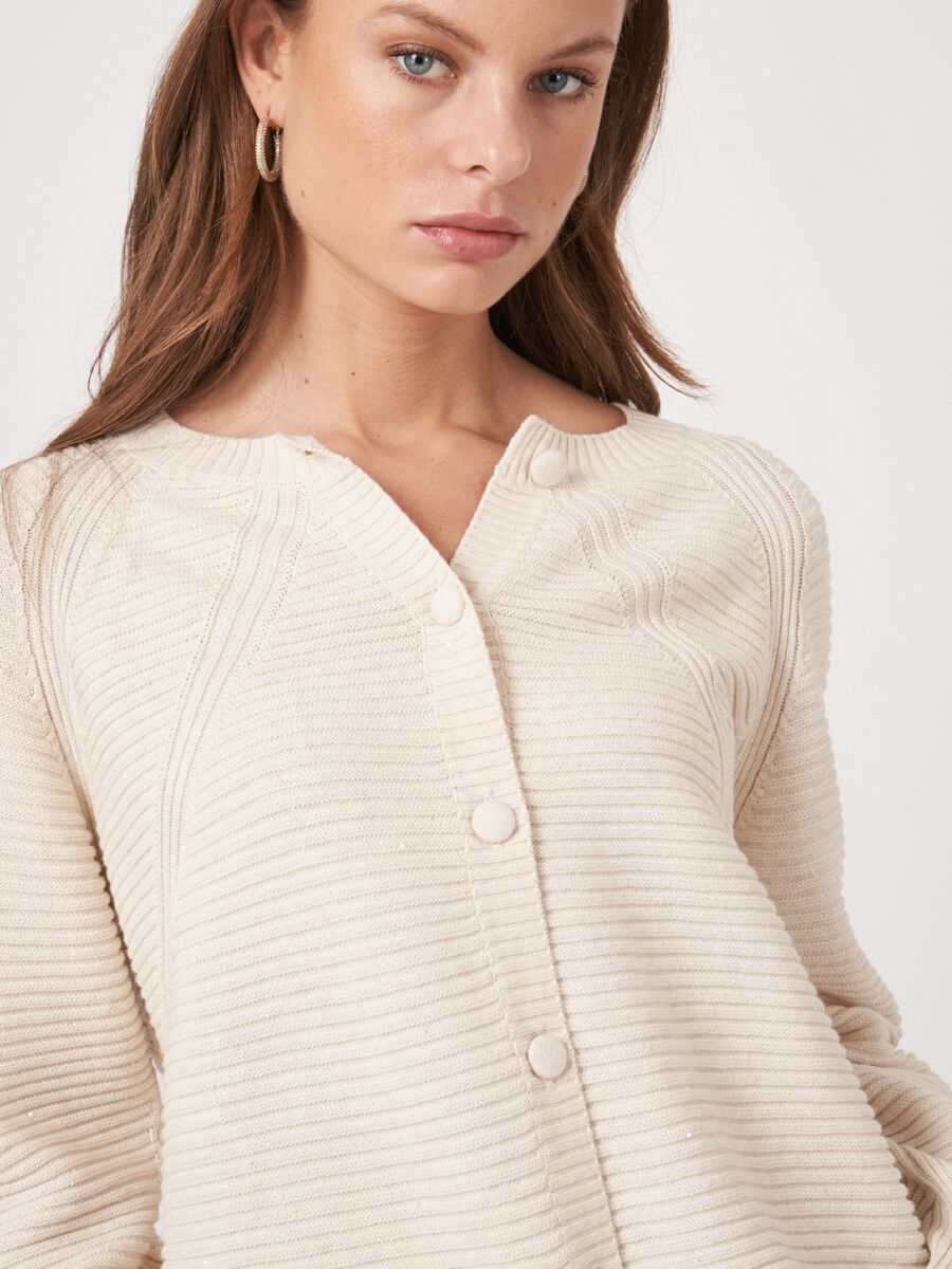 Gebreid vest van zuiver katoen met fonkelende mini-pailletten image number 2