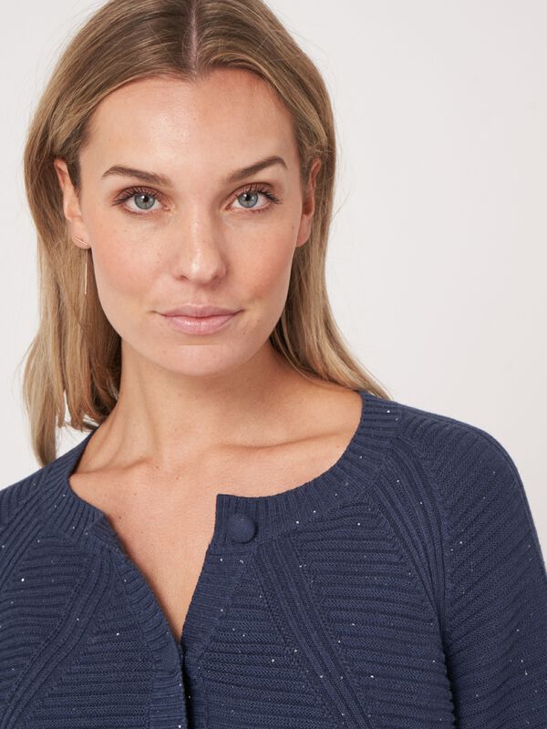 Gebreid vest van zuiver katoen met fonkelende mini-pailletten image number 3