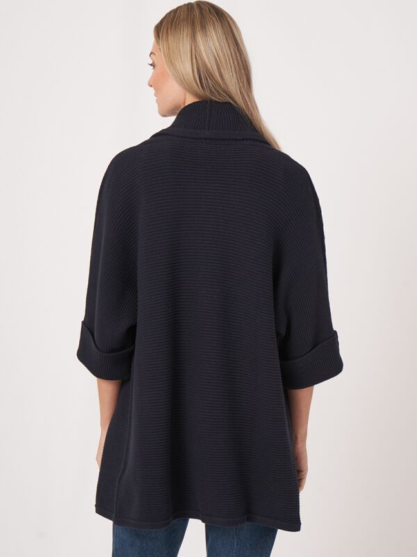 Cotton knit shawl collar cardigan with belt image number 1