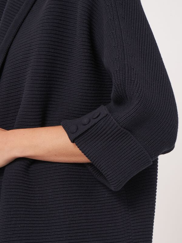 Cotton knit shawl collar cardigan with belt image number 2