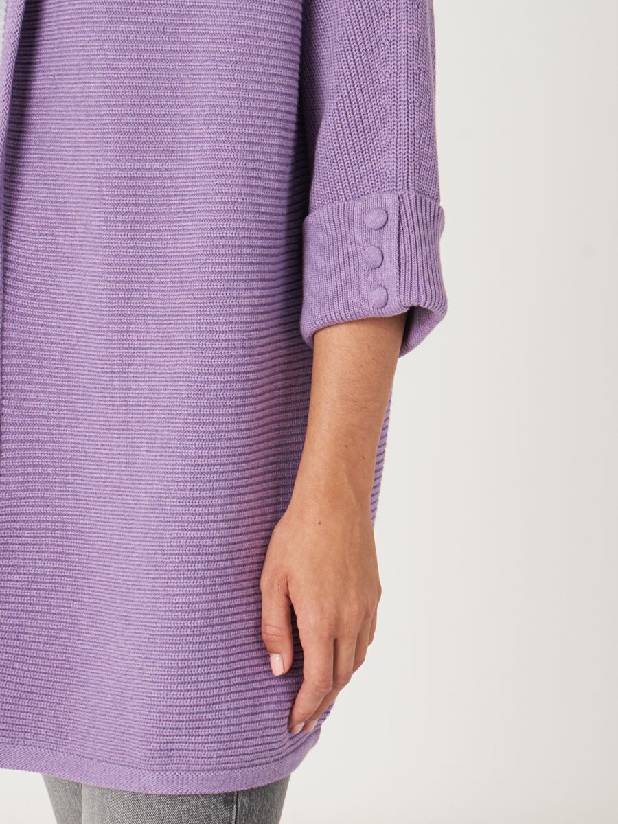 Katoenen gebreid vest met sjaalkraag en ceintuur image number 3