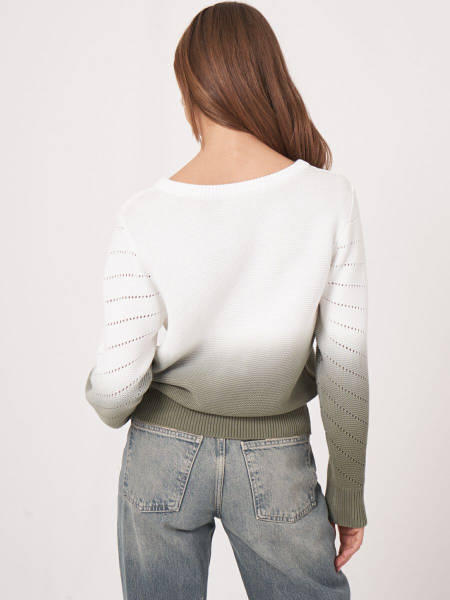 Gebreide katoenen trui met dip dye print en pointelle details image number 1