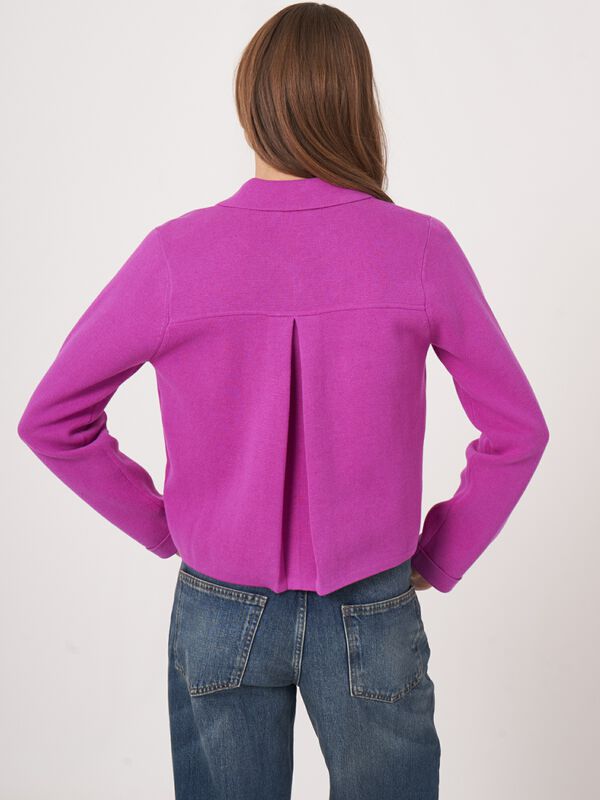 Strickjacke aus reiner Baumwolle mit Polo-Kragen und Knöpfen image number 1