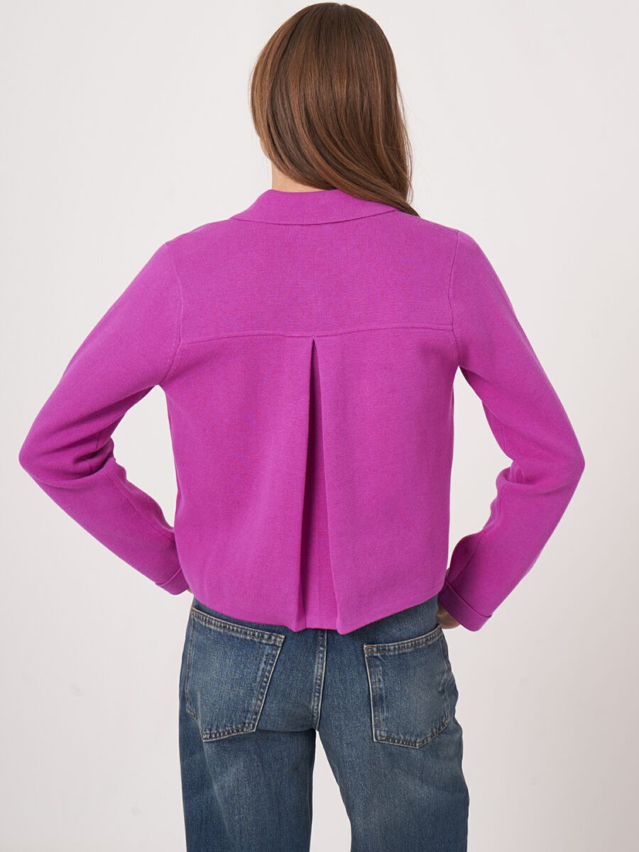 Pure cotton knit cardigan with polo-neck and buttons image number 1