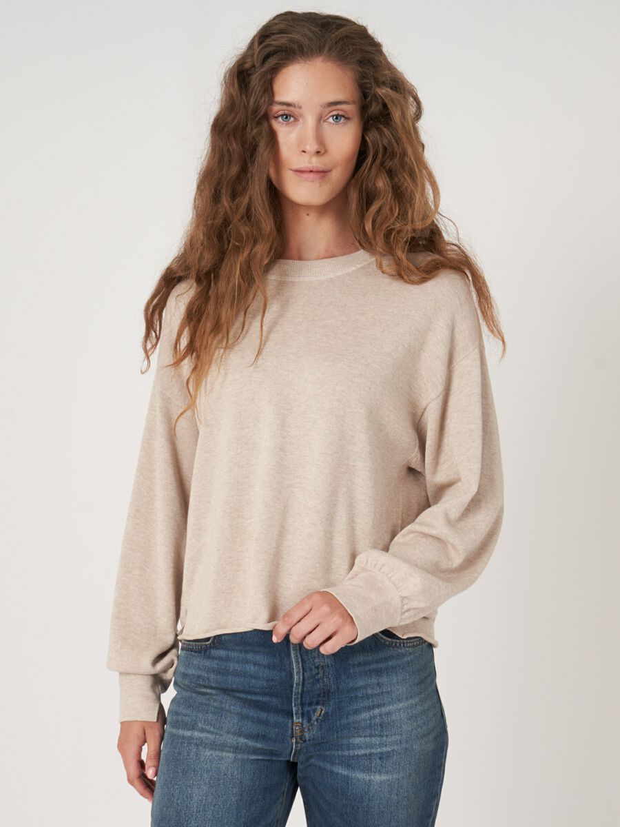 Cotton blend sweater with front slits image number 2