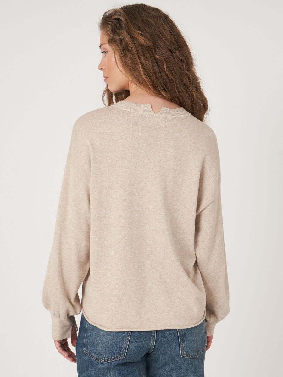 Cotton blend sweater with front slits image number 3