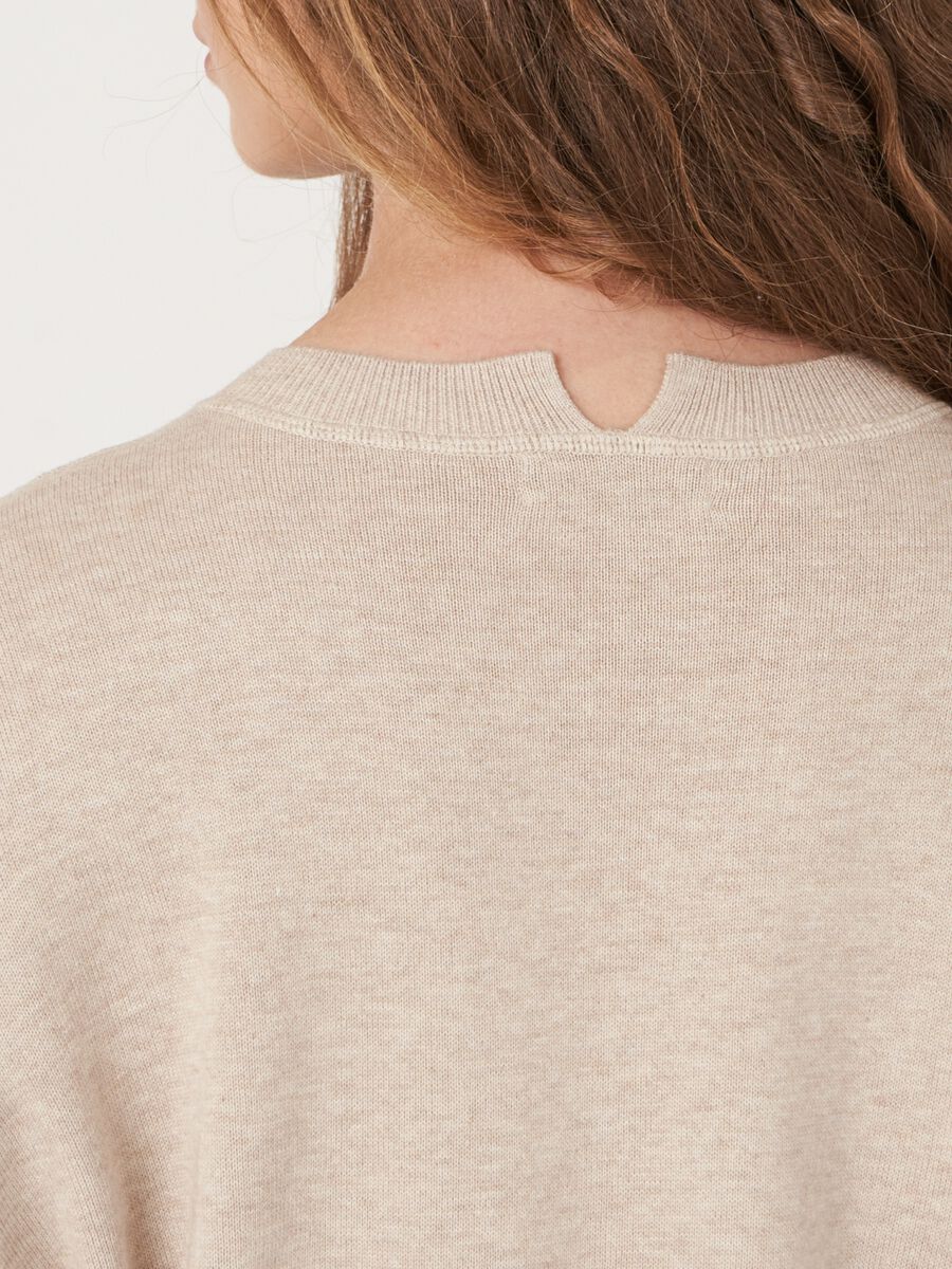 Cotton blend sweater with front slits image number 4