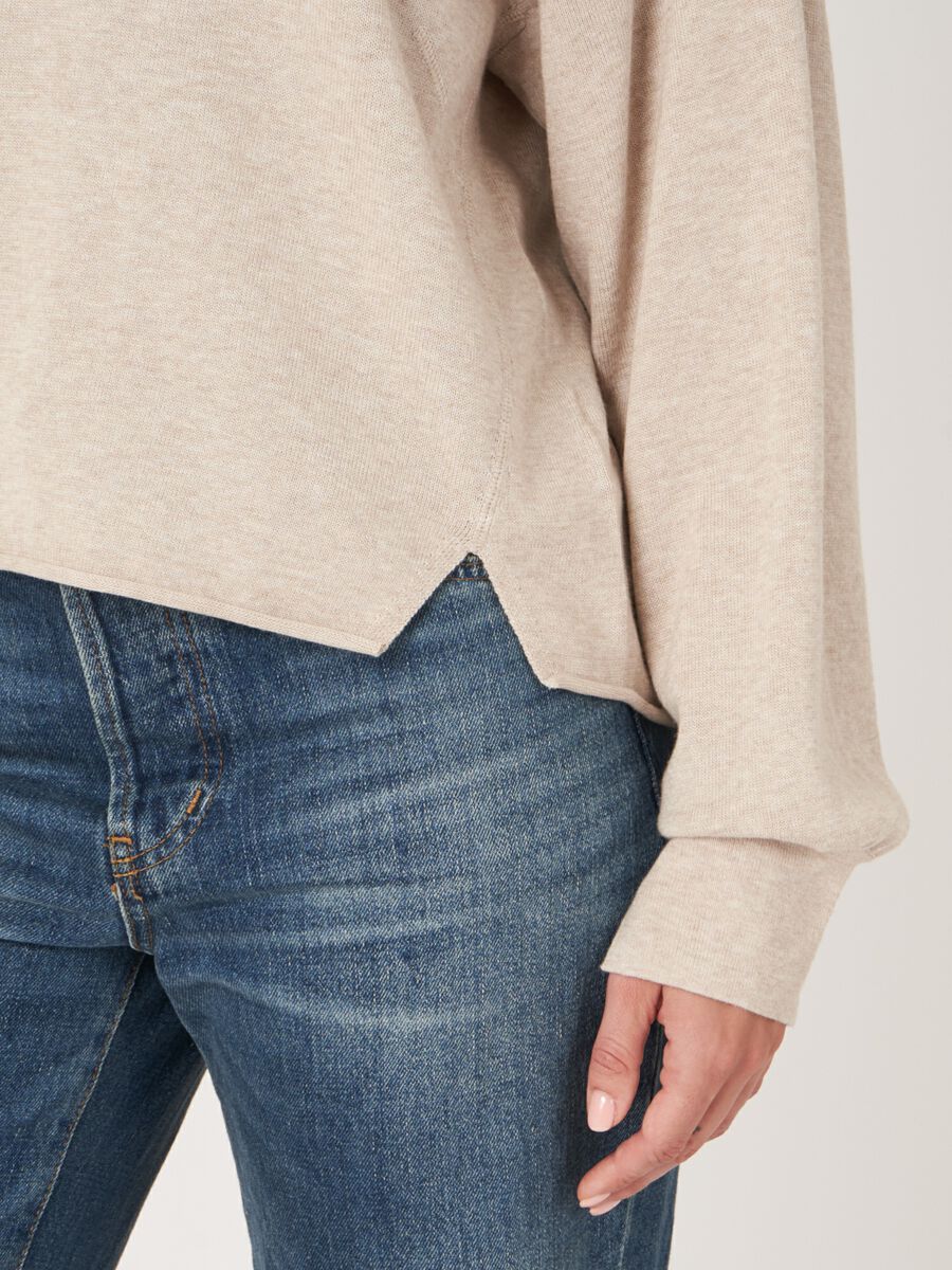 Cotton blend sweater with front slits image number 5