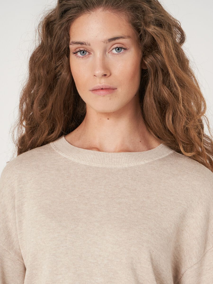 Cotton blend sweater with front slits image number 6