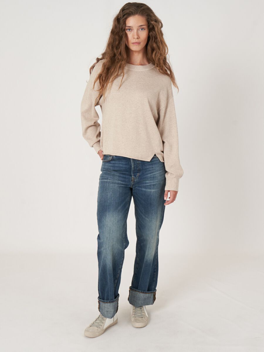 Cotton blend sweater with front slits image number 7
