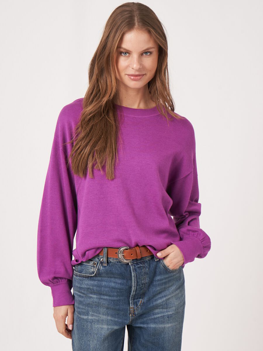 Cotton blend sweater with front slits image number 0