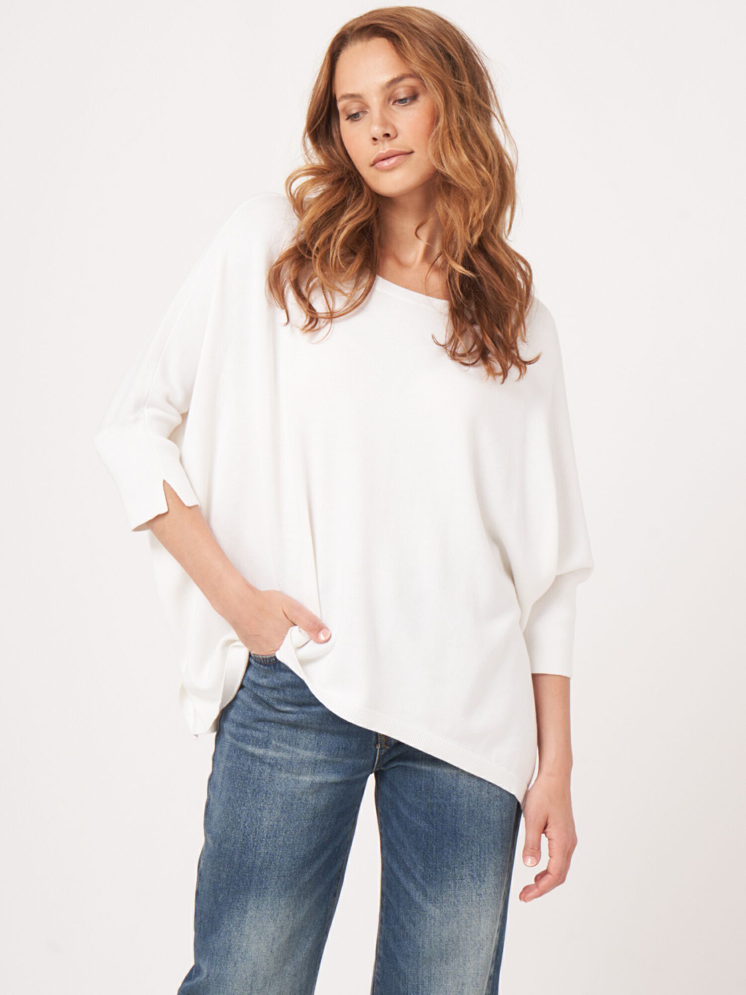 Oversized poncho-trui van katoenmix