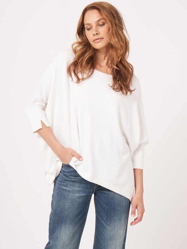 Oversized cotton blend poncho sweater image number 0