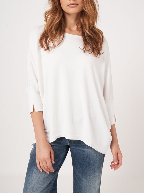 Oversized poncho-trui van katoenmix image number 2