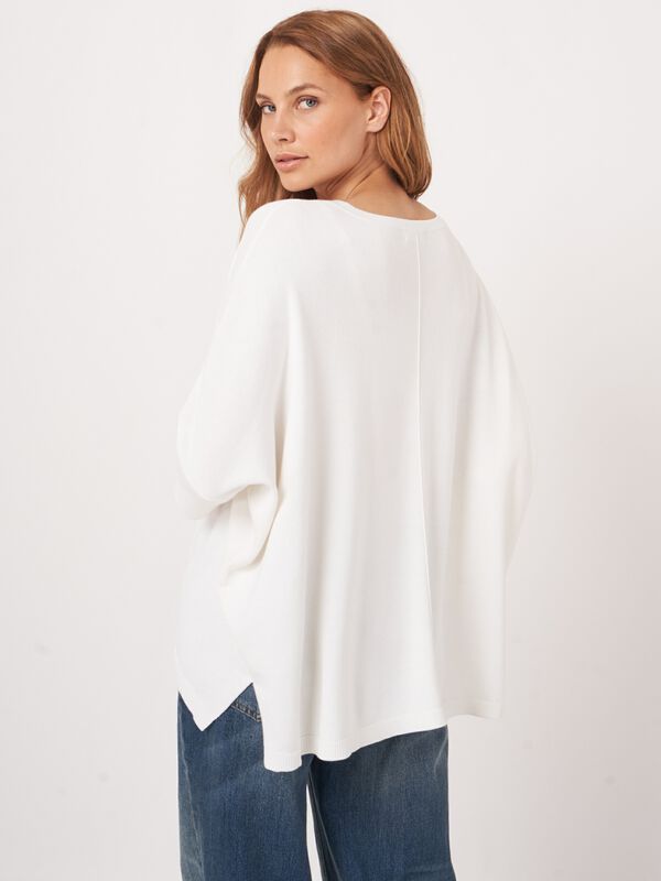 Oversized poncho-trui van katoenmix image number 3