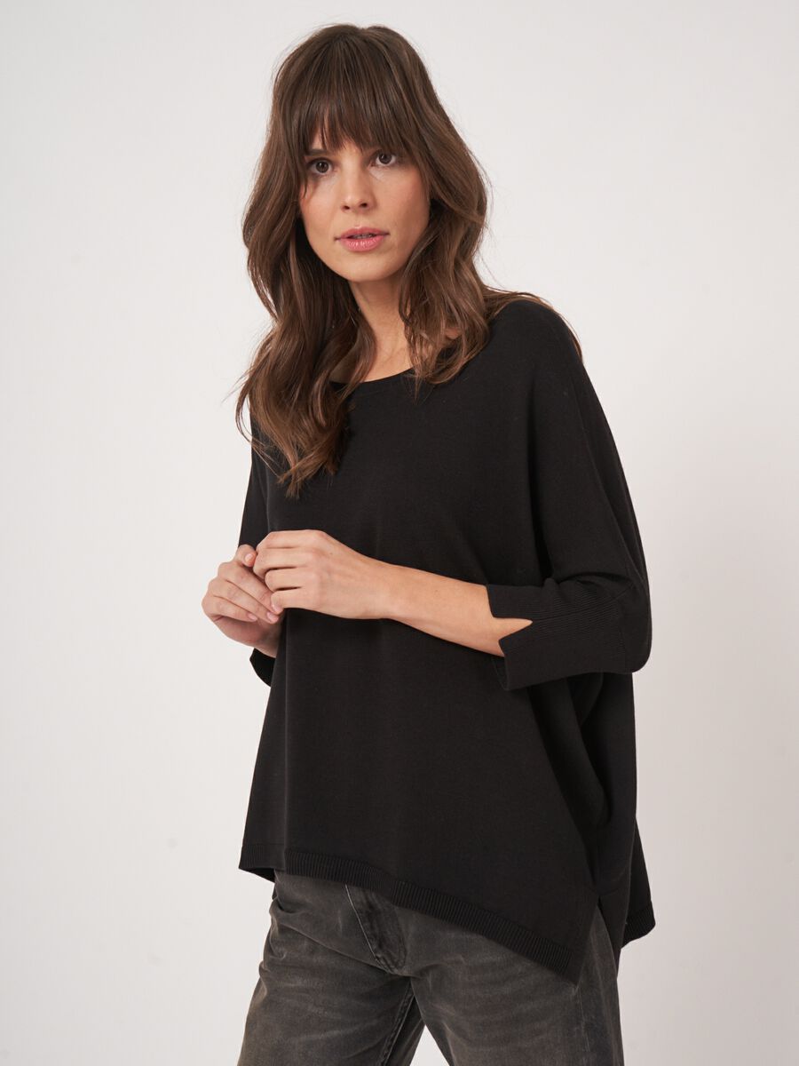 Pull poncho oversize en coton mélangé image number 0