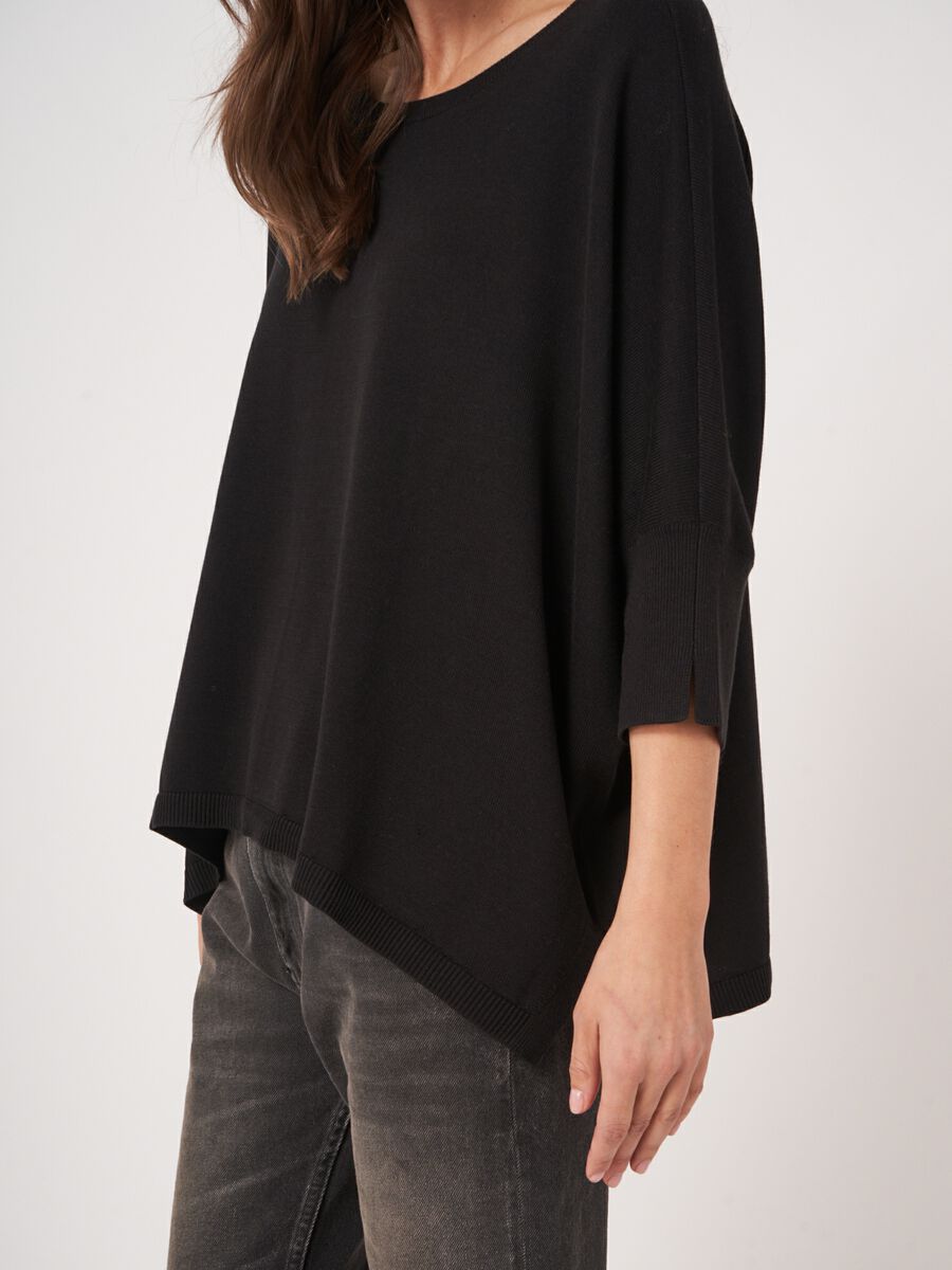 Oversized cotton-blend poncho sweater image number 4