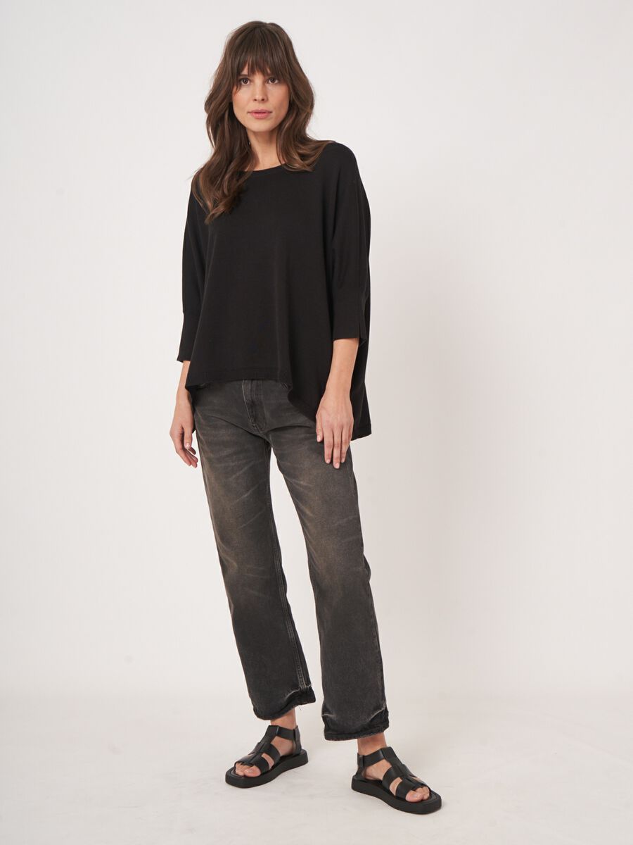 Oversized cotton-blend poncho sweater image number 7