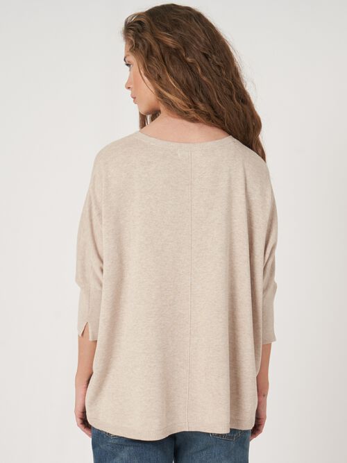 Oversized poncho-trui van katoenmix