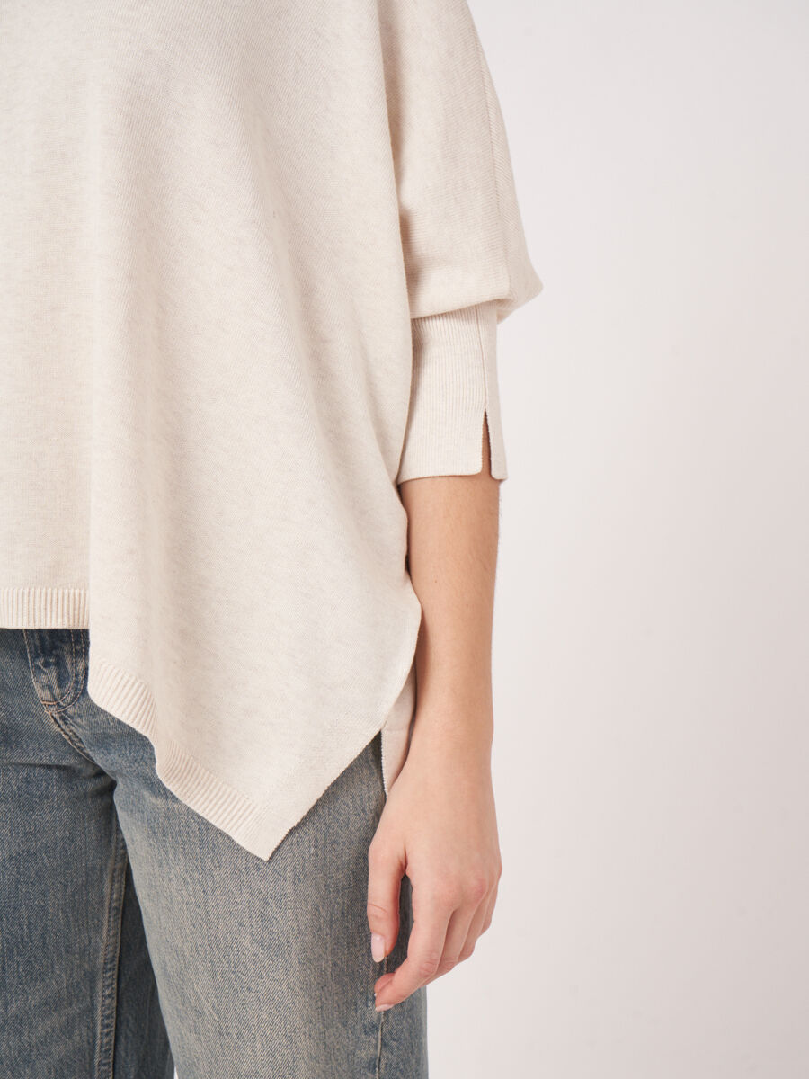 Oversized cotton-blend poncho sweater image number 3