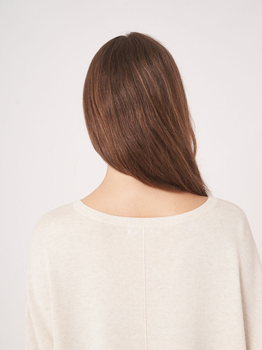 Oversized cotton-blend poncho sweater image number 4
