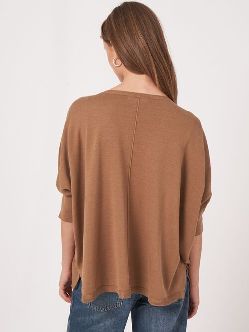 Oversized poncho-trui van katoenmix