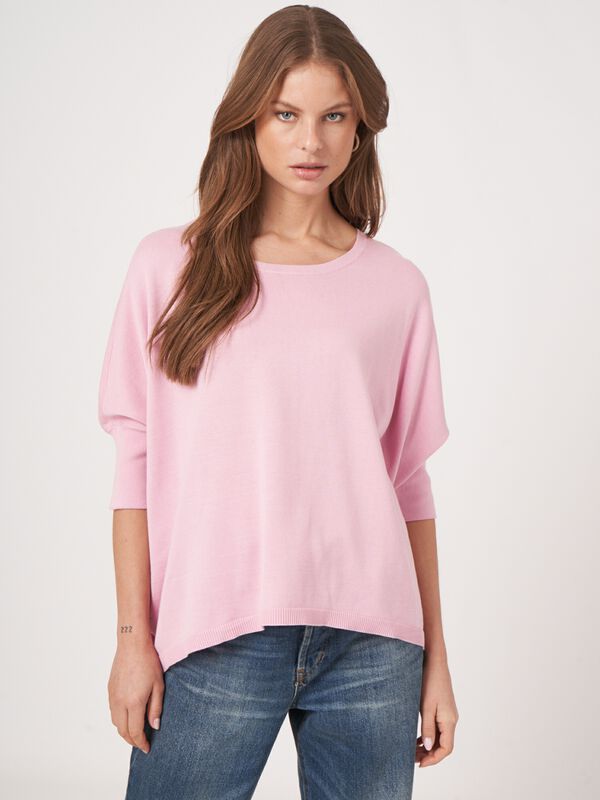 Oversized poncho-trui van katoenmix image number 0