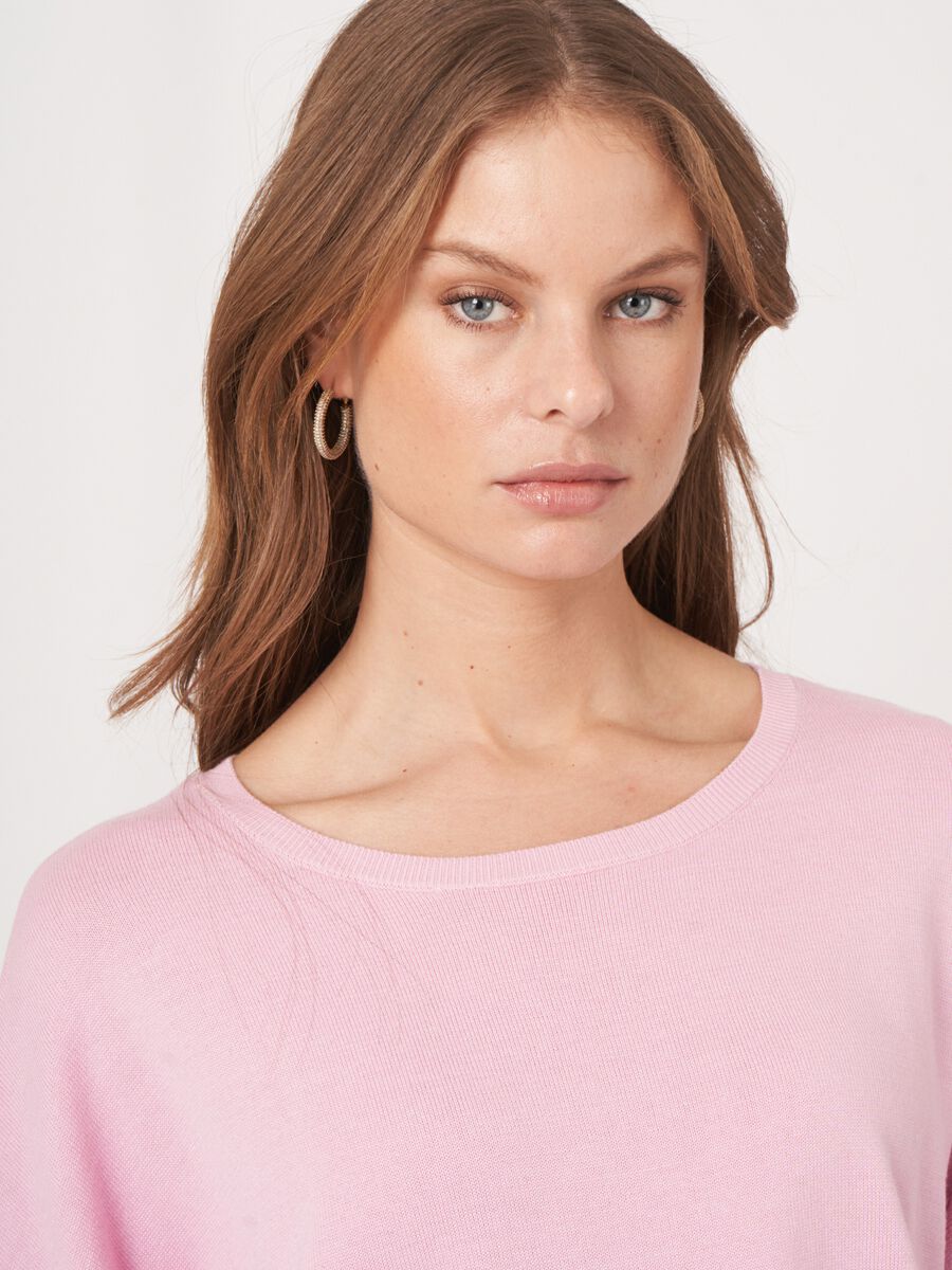 Oversized poncho-trui van katoenmix image number 3