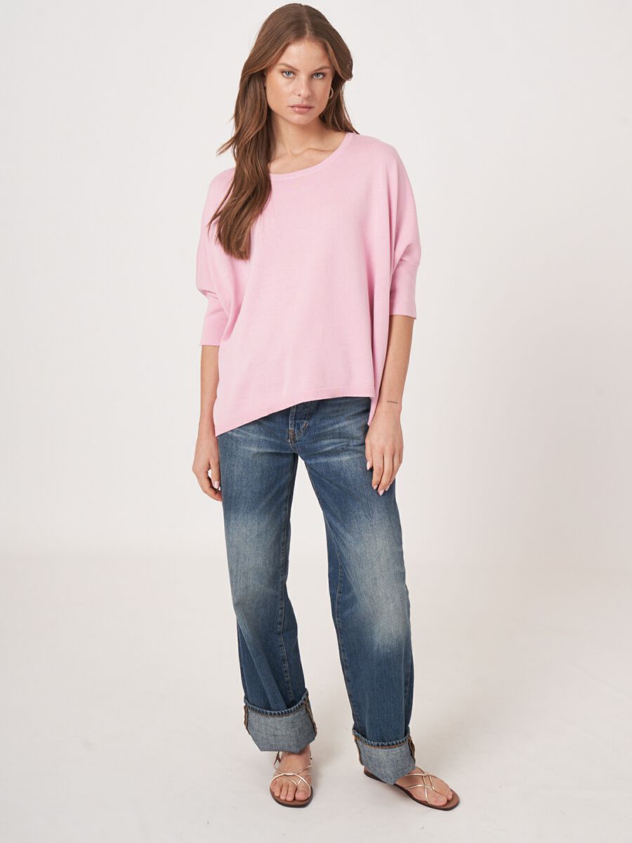 Oversized poncho-trui van katoenmix image number 4