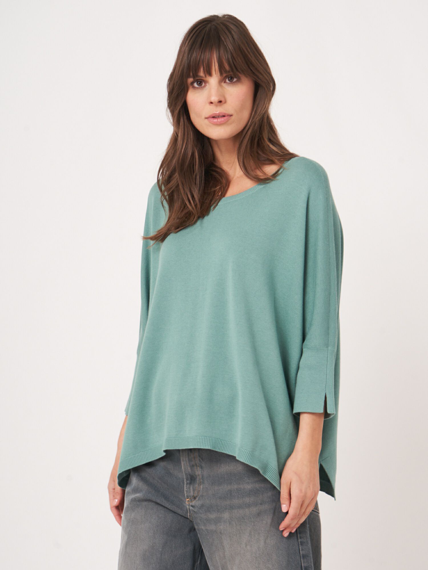 Oversized poncho-trui van katoenmix