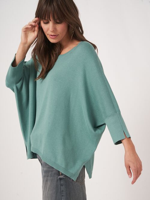 Oversized poncho-trui van katoenmix