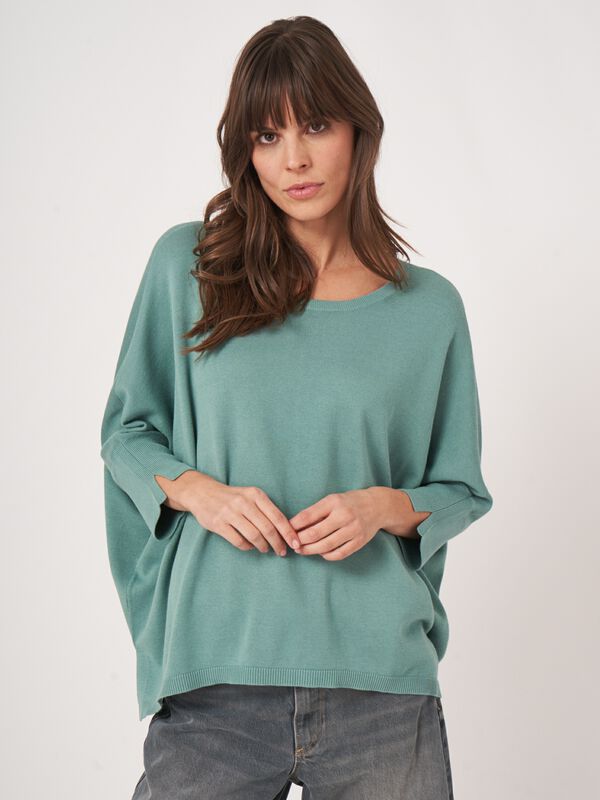 Oversize Poncho-Pullover aus Baumwollmischung image number 2
